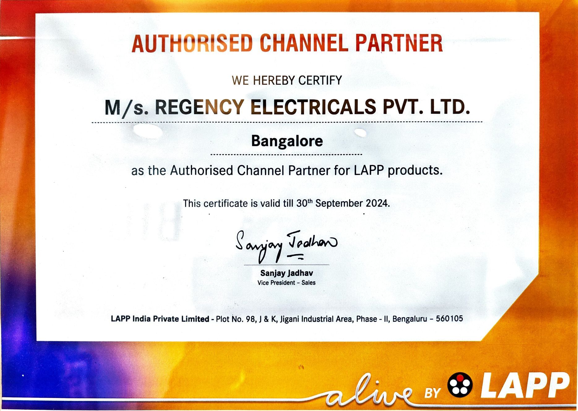 LAPP Certificate